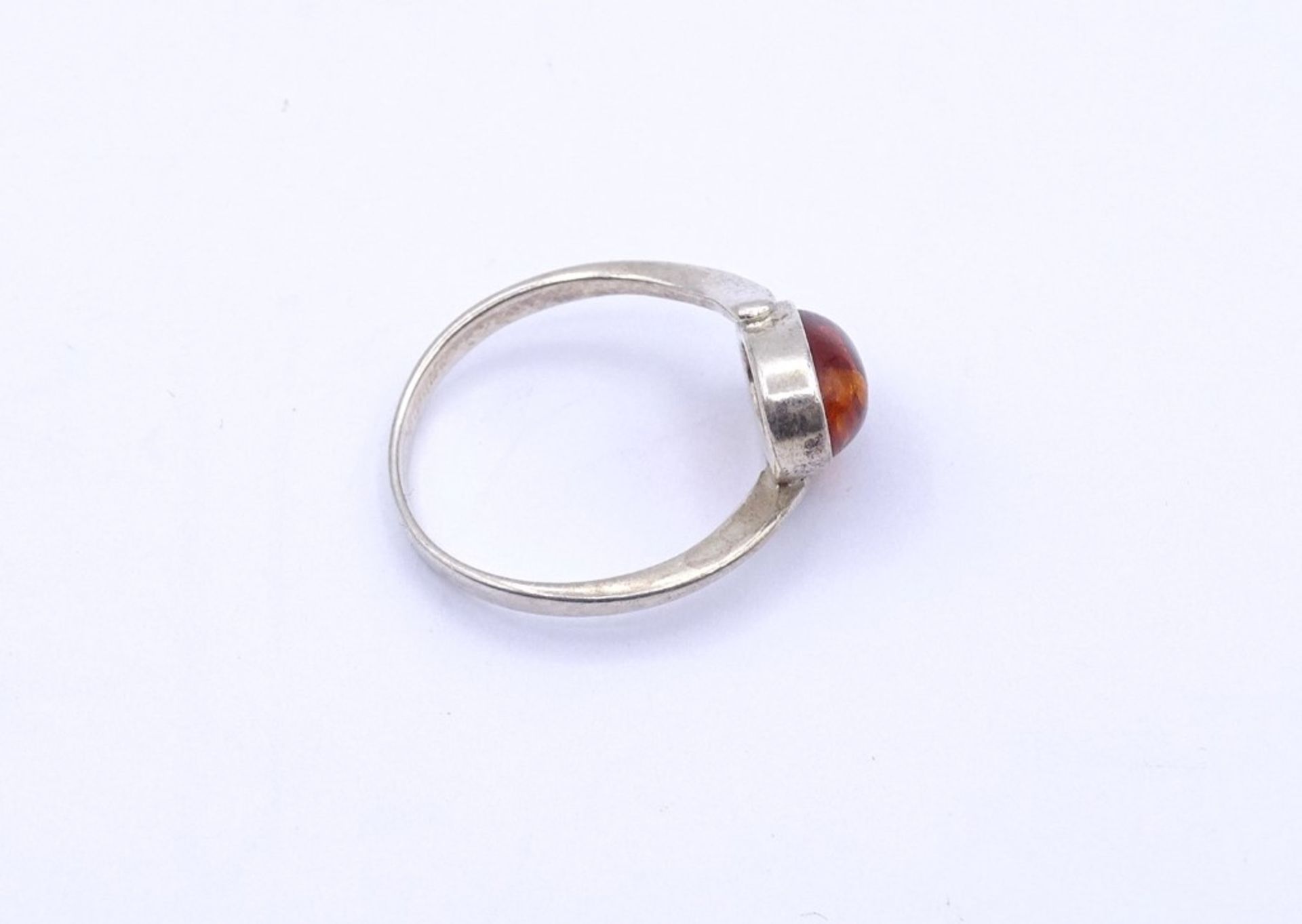 Silber Ring mit Bernstein Cabochon, Silber gepr., 2,9g., RG 60 - Bild 4 aus 4