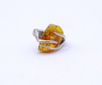 Silber Ring mit Bernstein, Sterling Silber 0.925, 6,7g., RG 54