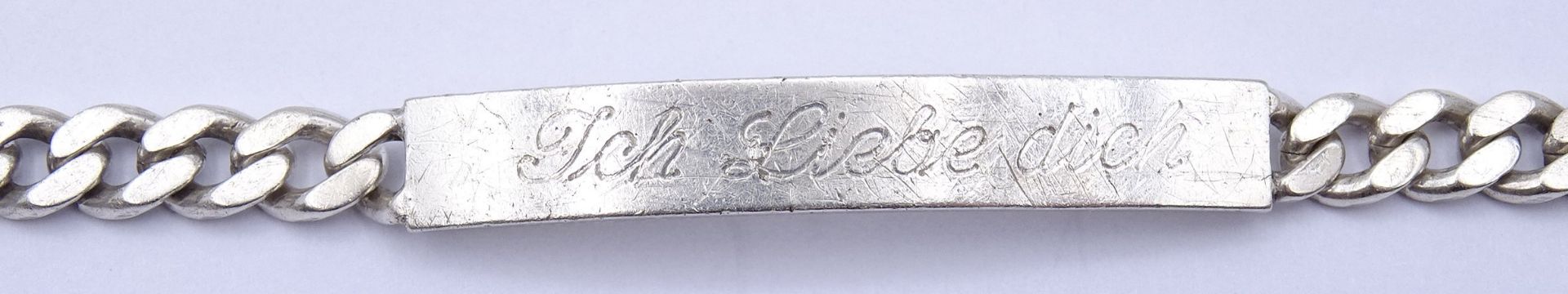925er Silber Armband mit Gravur "Ich liebe dich - deine Maus", L. 22cm, 15,7g. - Bild 2 aus 3