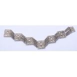 Silber Armband mit Rosenmuster, L. 19cm, 42,7g.