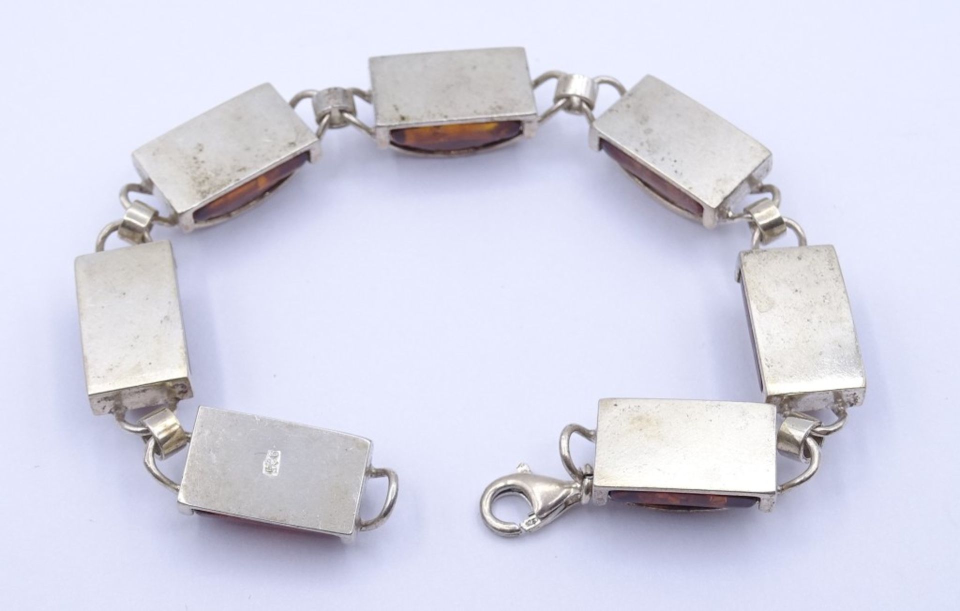 Armband mit Bernsteinen, Silber 0.925, L. 19cm, 24,9g. - Bild 3 aus 3
