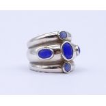 925er Silber Ring mit blauen Halbedelsteinen, 10g., RG 54