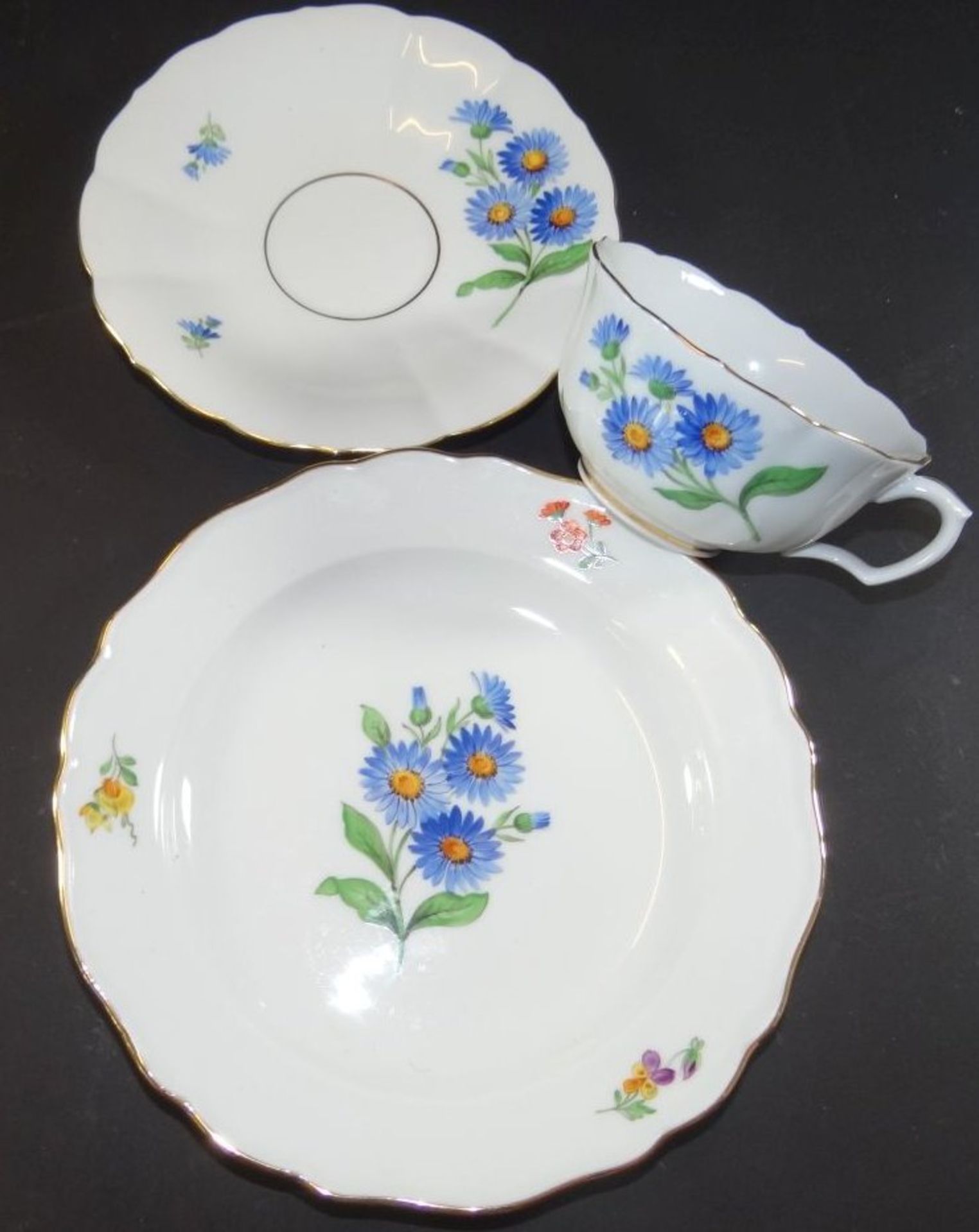 6x kompl Kaffeegedecke"Meissen" Feldblumen, Punktzeit, 2.Wahl, 18 Teile - Bild 11 aus 15