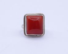 Karneol Silber Ring 0.925, 5,8g., RG 54