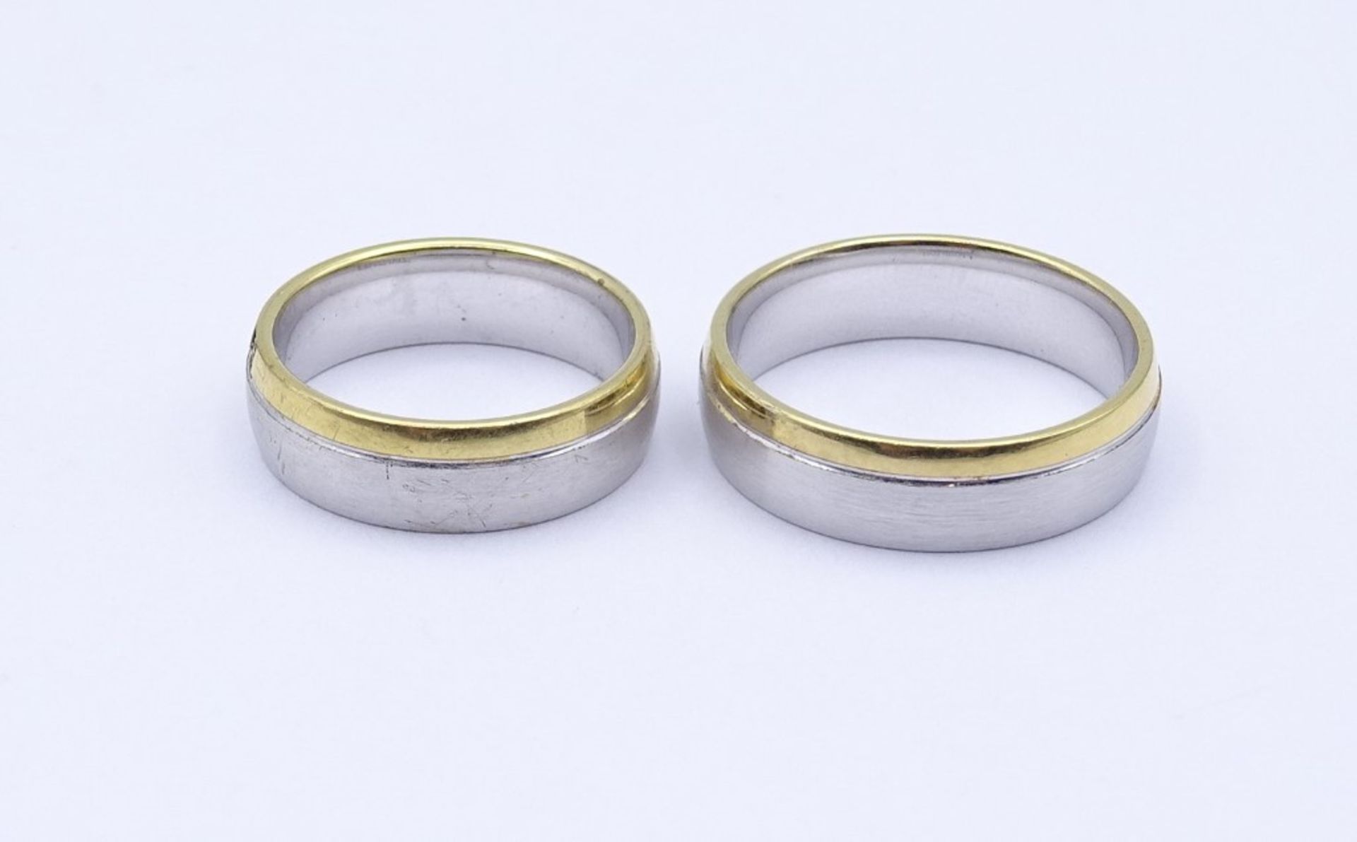 Paar Verlobungsringe, Metall, RG 55 und 62 - Bild 3 aus 3