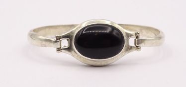 925er Silber Armspange mit Onyx, 32,6g.