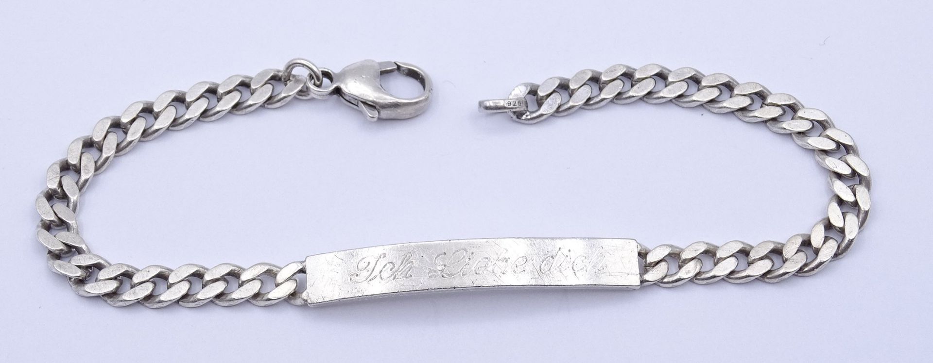 925er Silber Armband mit Gravur "Ich liebe dich - deine Maus", L. 22cm, 15,7g.
