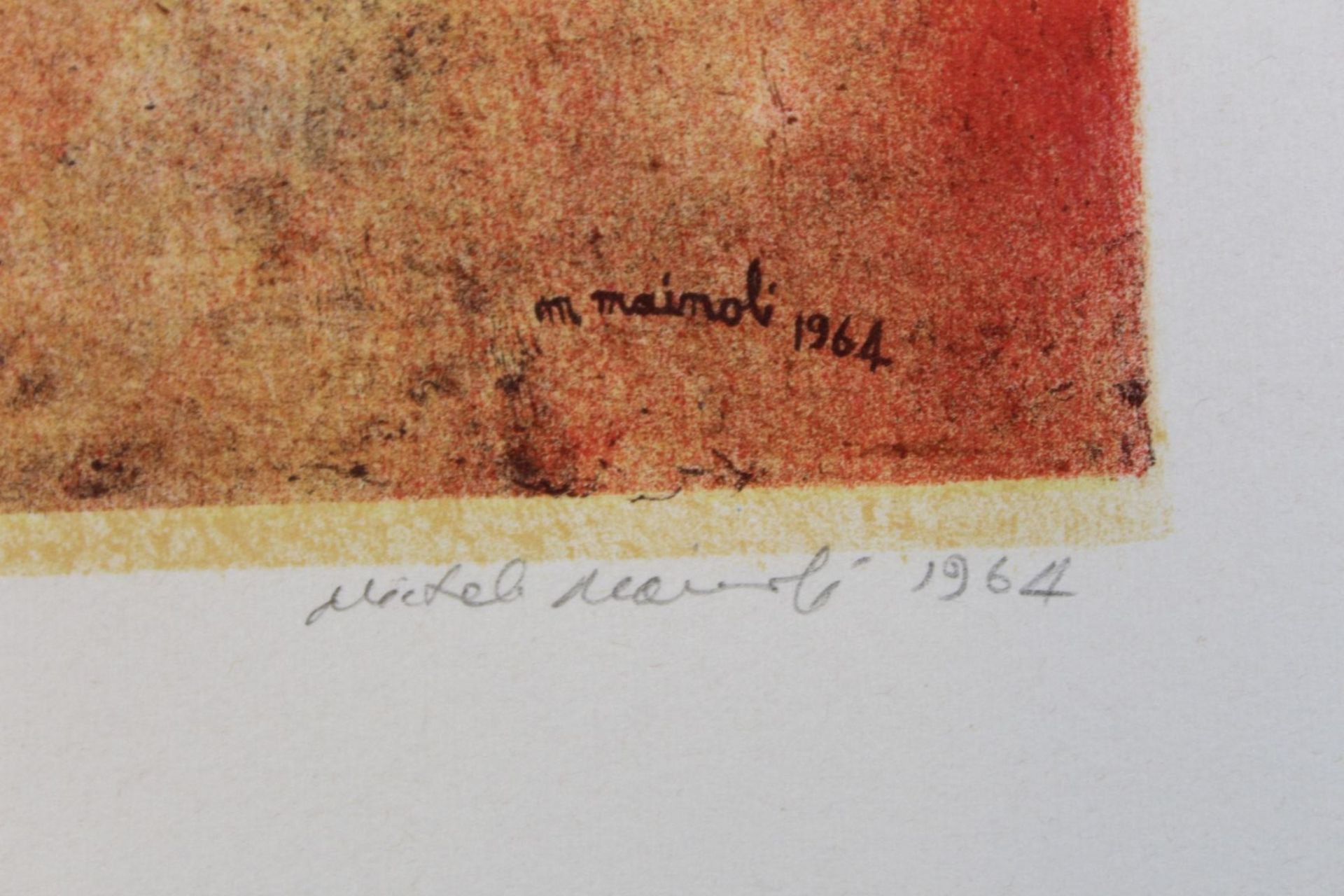 Michele MAINOLI (1927-1991) ital. betitelt, Farblithografie, proba de Signora Zürcher, BG 67x55 cm - Bild 3 aus 4