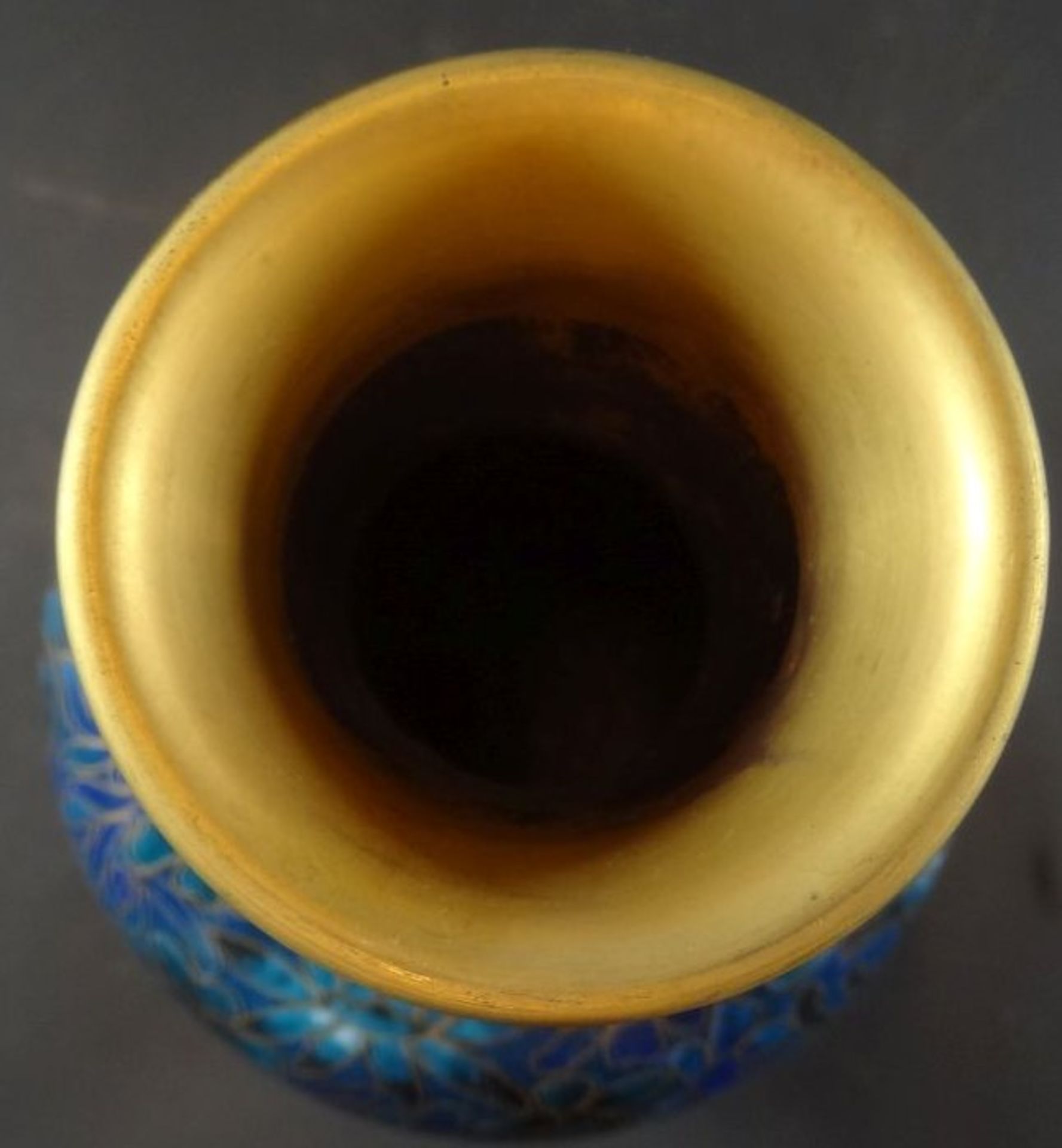 Cloissonnè Vase, blau, H-20 cm, guter Zustand - Image 2 of 4