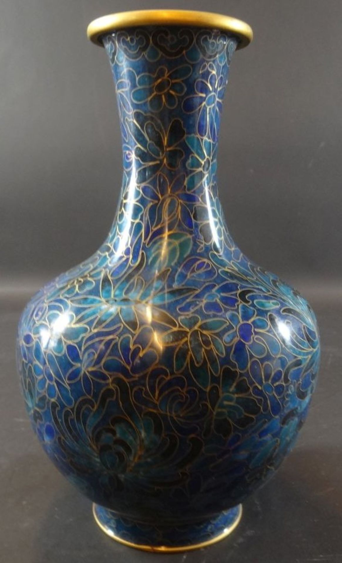 Cloissonnè Vase, blau, H-20 cm, guter Zustand