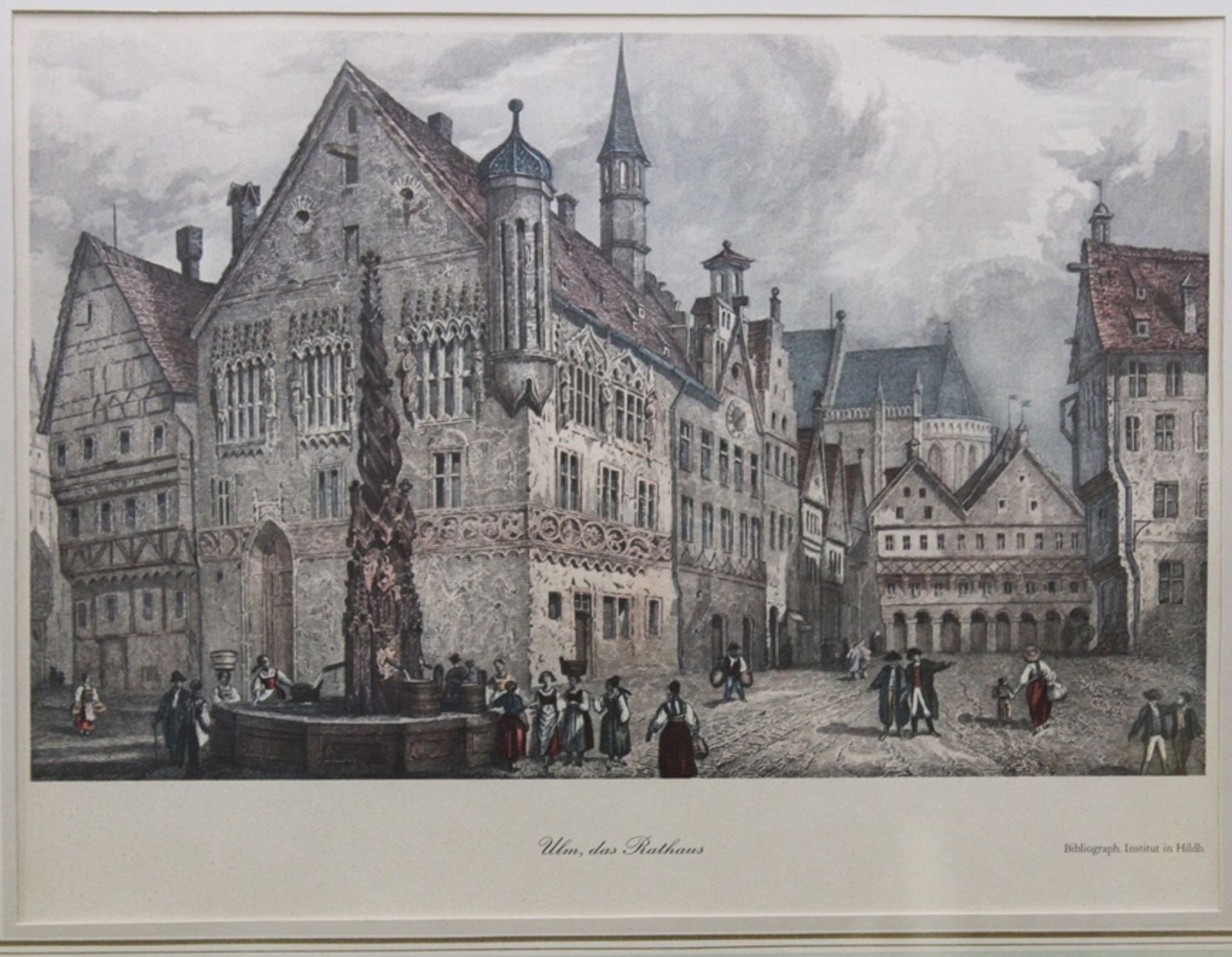 2x Ansichtengrafiken, Ulm u. München, je gerahmt/Glas, RG 38,5 x 47,5cm. - Bild 2 aus 6