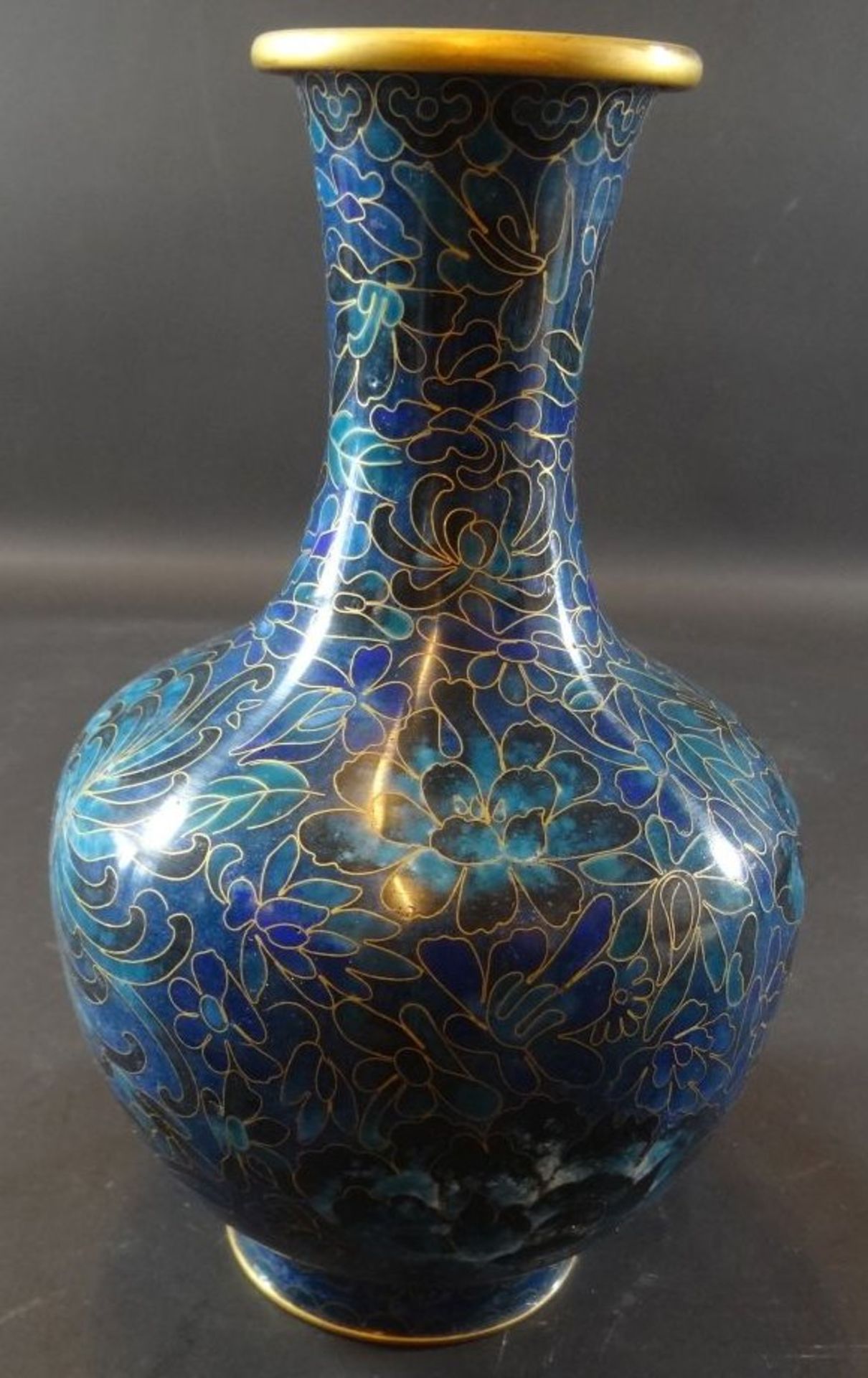 Cloissonnè Vase, blau, H-20 cm, guter Zustand - Image 3 of 4
