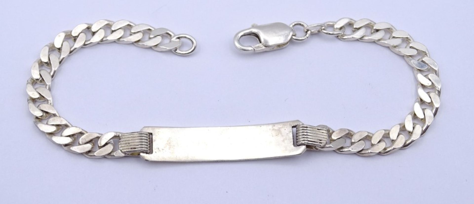 925er Silber Herren Armband mit Gravur "Diabetiker", L. 22cm, 16,6g. - Bild 2 aus 3