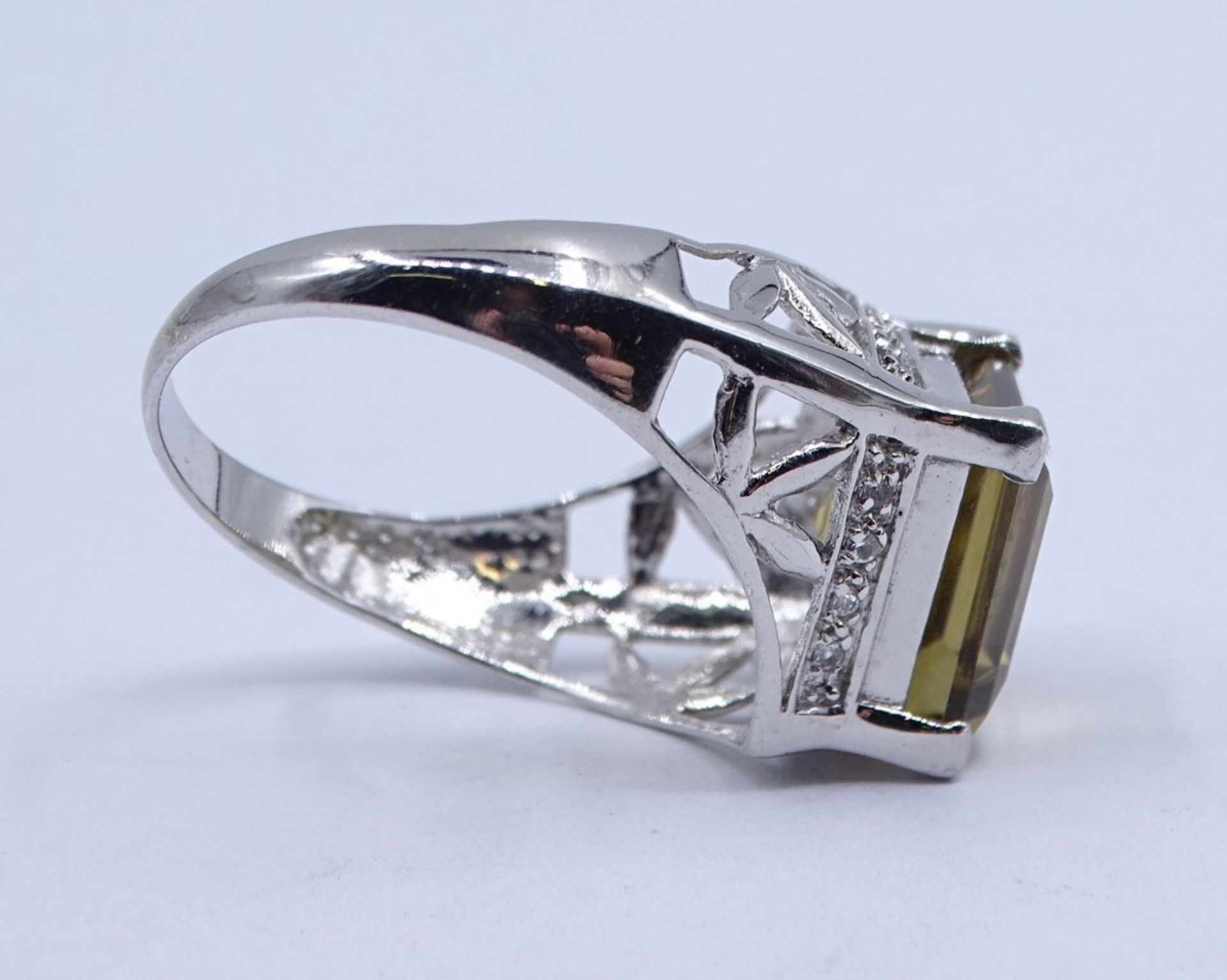 Ring aus 925er-Silber mit gelbem fac. Stein, RG 62, 5,24 gr. - Bild 4 aus 5