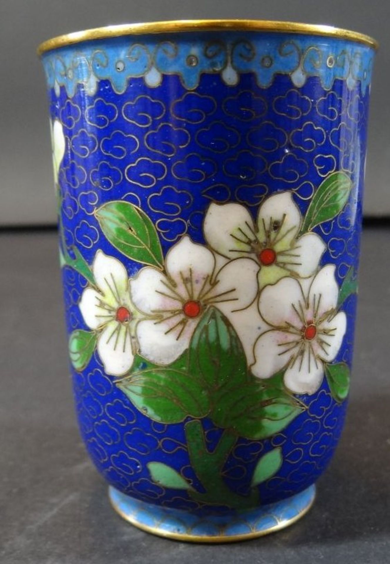 kl. Cloisonne-Vase, H-7,5 cm, gut erhalten