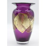 Kunstglas-Vase, Golddekor, Thames Glass USA, H-19cm.