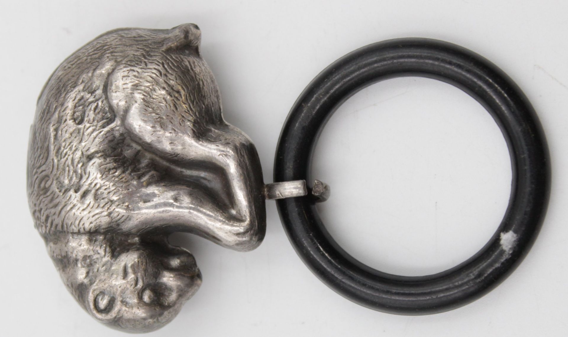 älterer Beißring in Form eines Bären , Silber geprüft . L-7,5cm , - Bild 2 aus 3