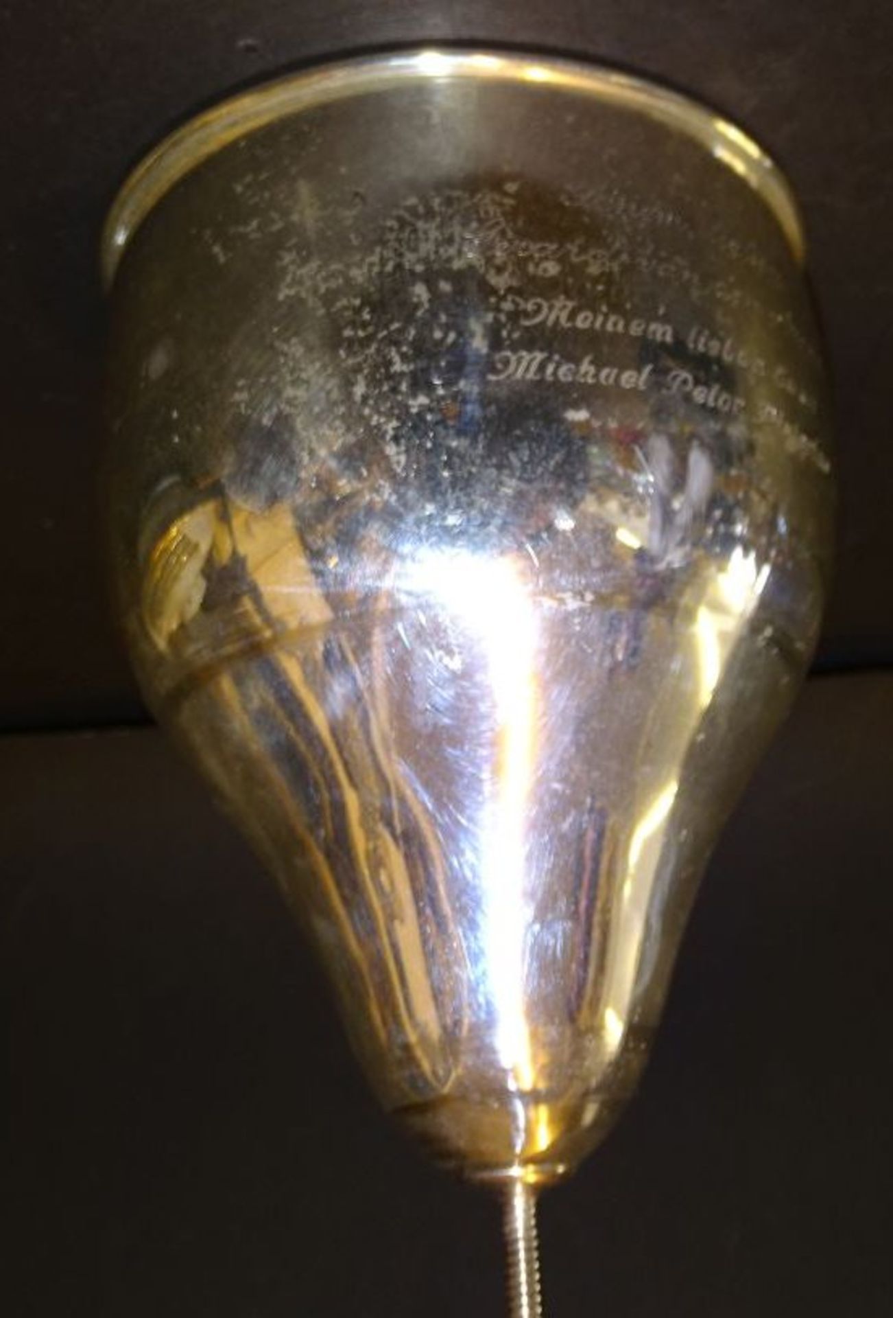grosser Silberbecher in Geweihstangen,  Silber geprüft, H-gesamt 36 cm, mit Widmungen an zwei versc - Bild 3 aus 6