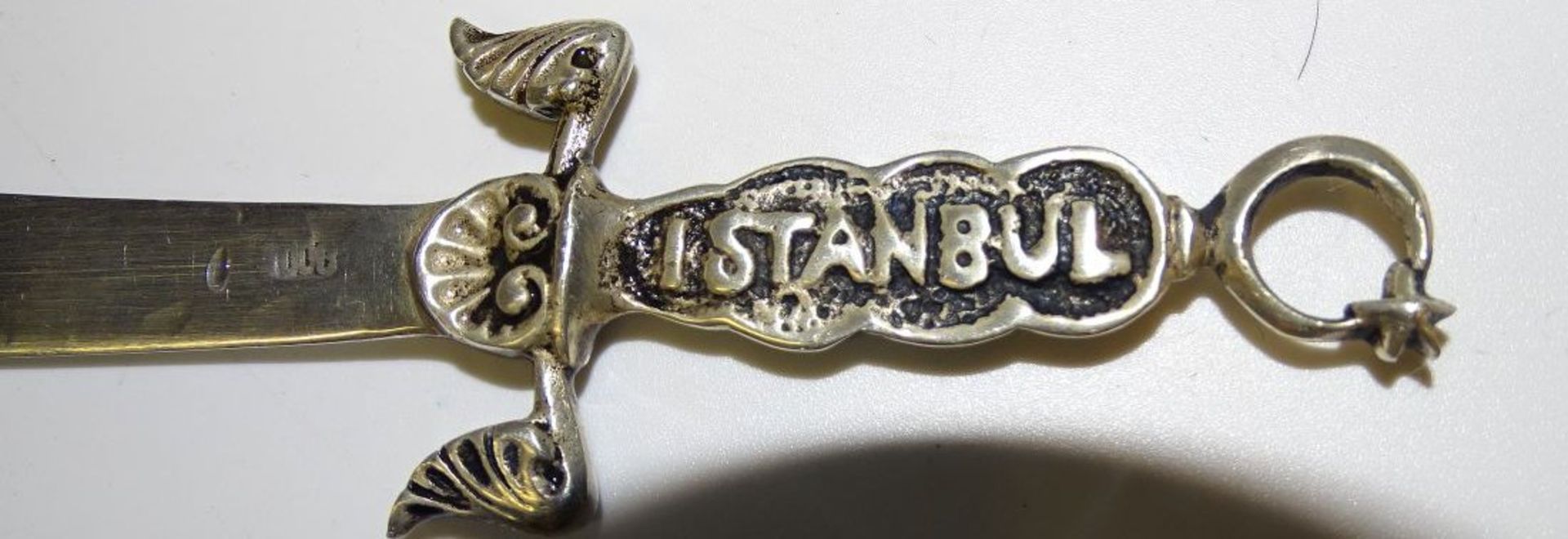 Silber-800- Brieföffner in Säbelform, L-16 cm, 23 gramm Griff "Istanbul" beschriftet - Bild 2 aus 4