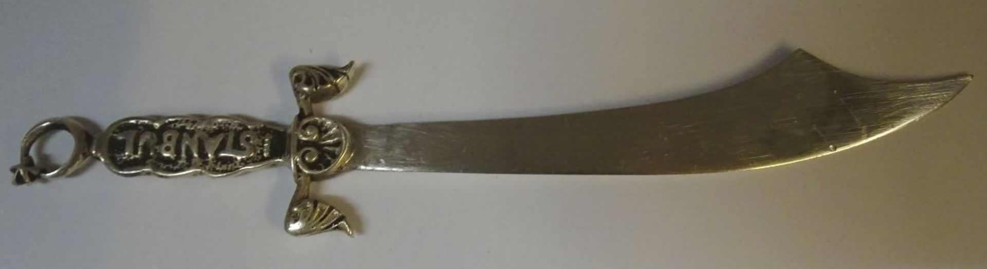Silber-800- Brieföffner in Säbelform, L-16 cm, 23 gramm Griff "Istanbul" beschriftet - Bild 4 aus 4