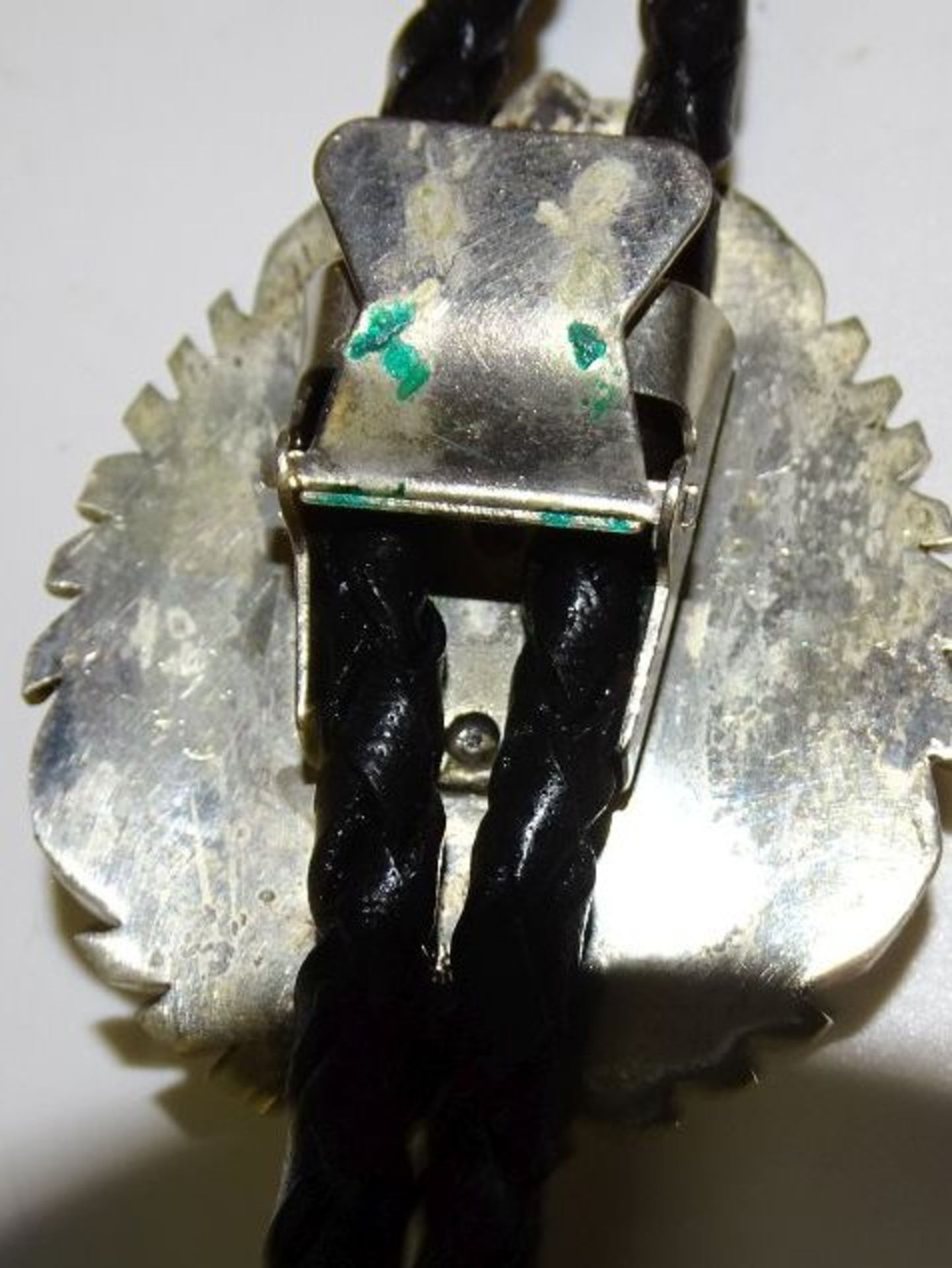 grosser Kettenschieber an Lederband, Sterling Silber und Silber-Endstücke,Lapislazuli,   5x4 cm, L- - Bild 3 aus 4