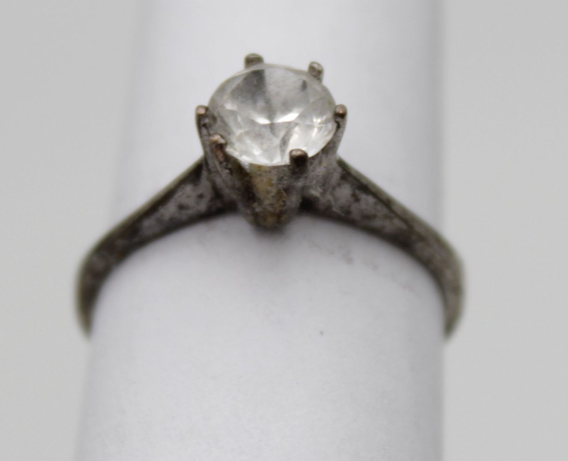 925er Silber-Ring mit klarem Stein, 1,7gr., RG 55 - Bild 4 aus 5
