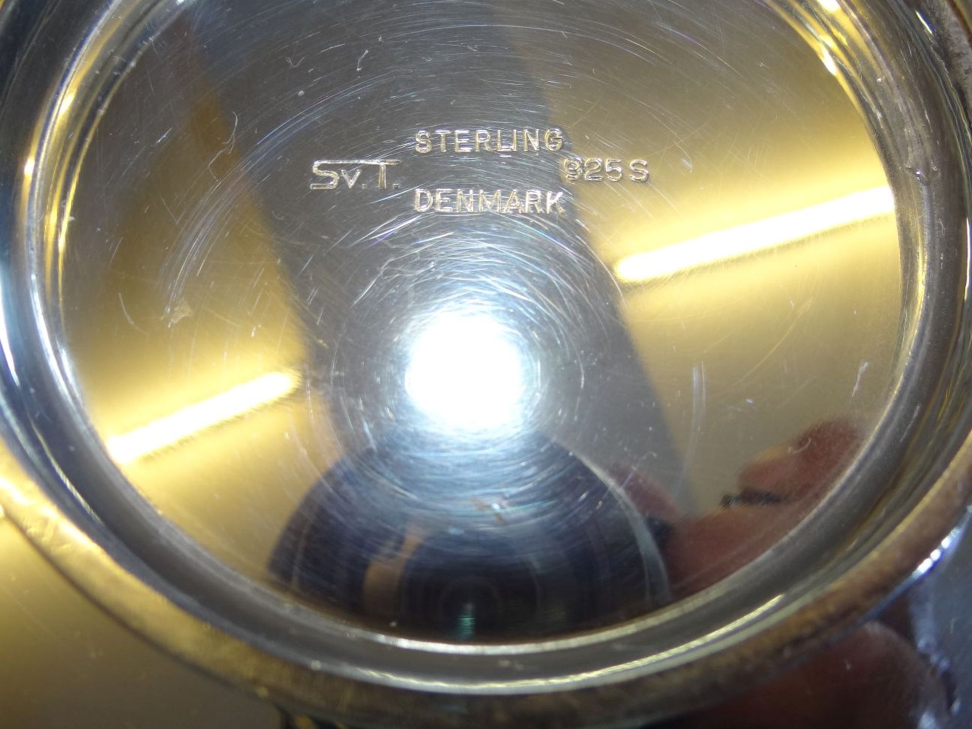 Silberschale-925-, Sterling, Denmark, H-5 cm, D-25 cm, 520 gr., gut erhalten - Bild 6 aus 7