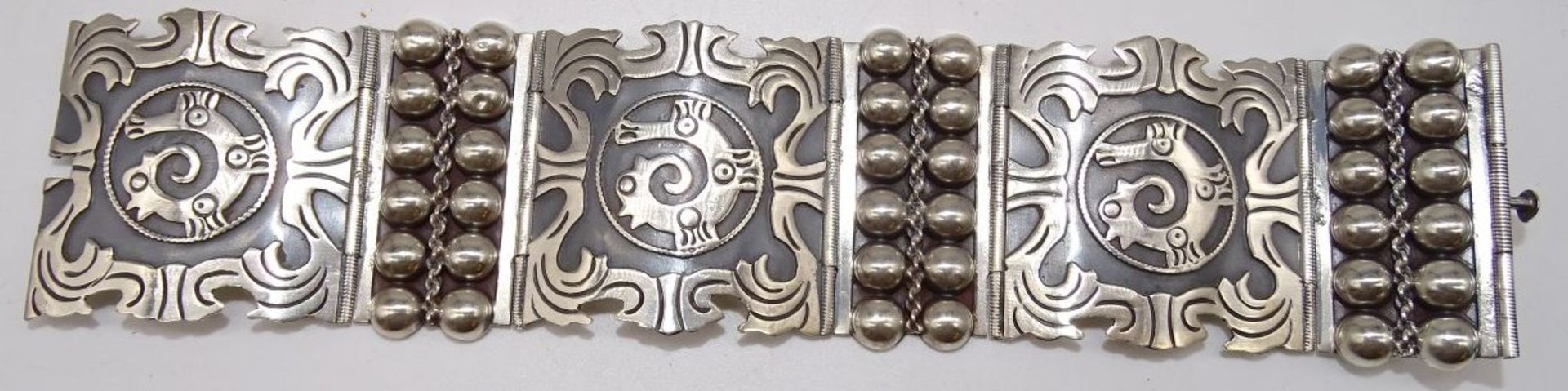 breites Silberarmband-925-, Mexico, L-18 cm, B-4 cm, 40 gr. - Bild 2 aus 4