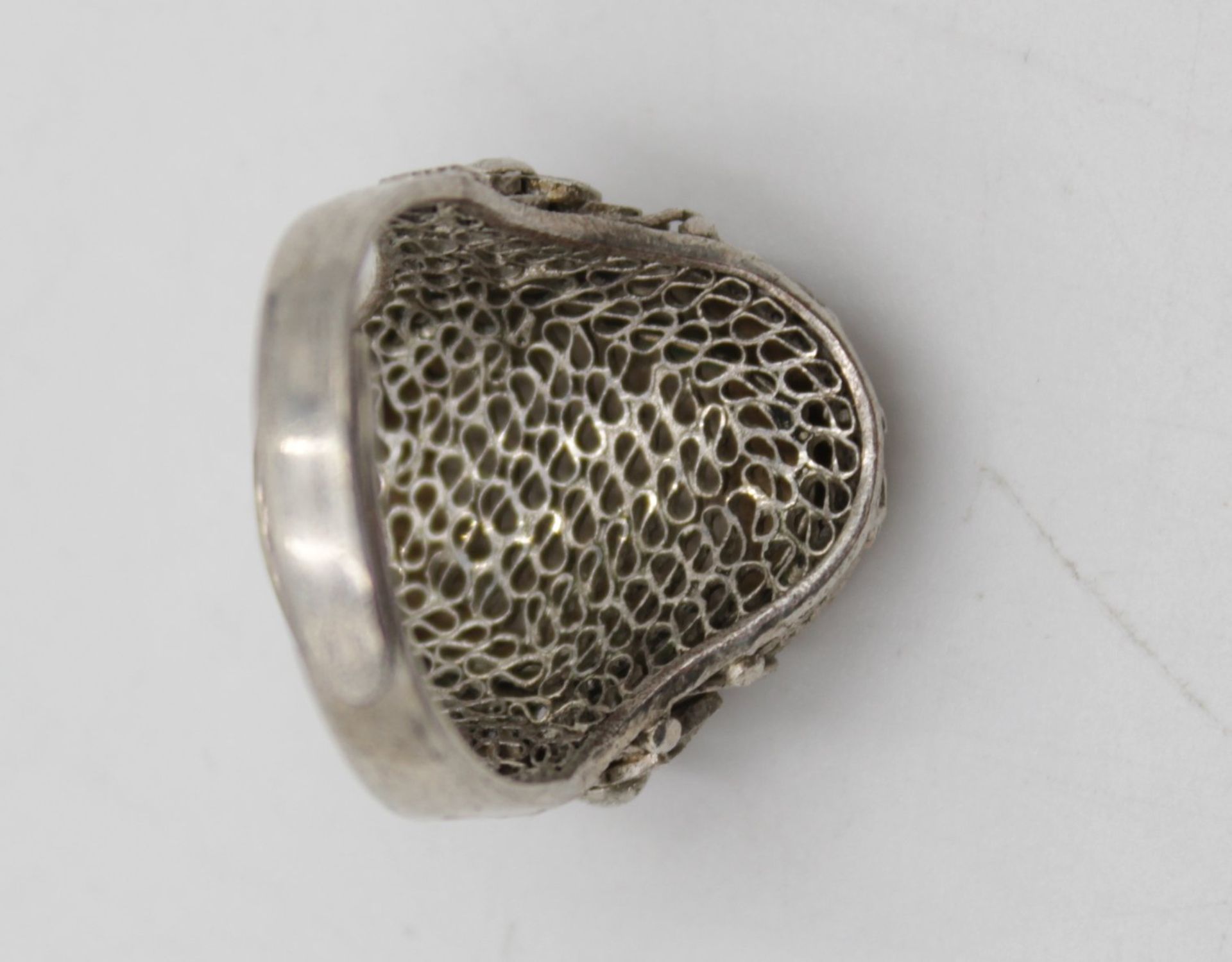 Ring, China, Rotlack, Kupfer versilbert, offene Schiene - Bild 4 aus 5