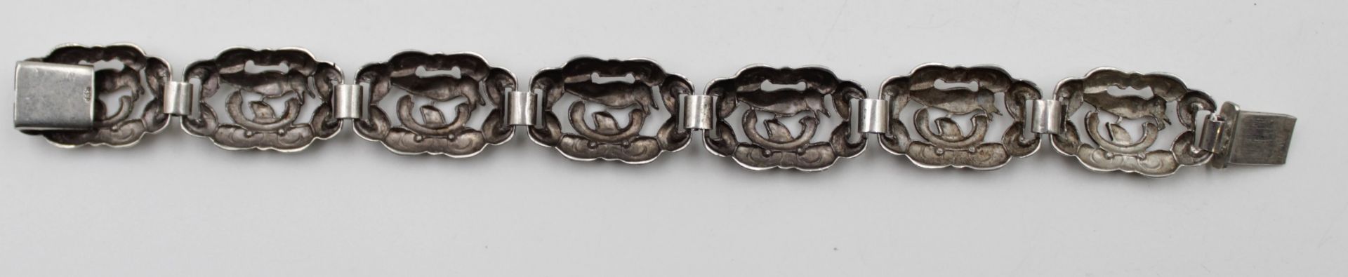 835er Silber-Armband, Durchbrucharbeit, 20/30er Jahre, 24,4gr., L-19,5cm. - Bild 3 aus 4