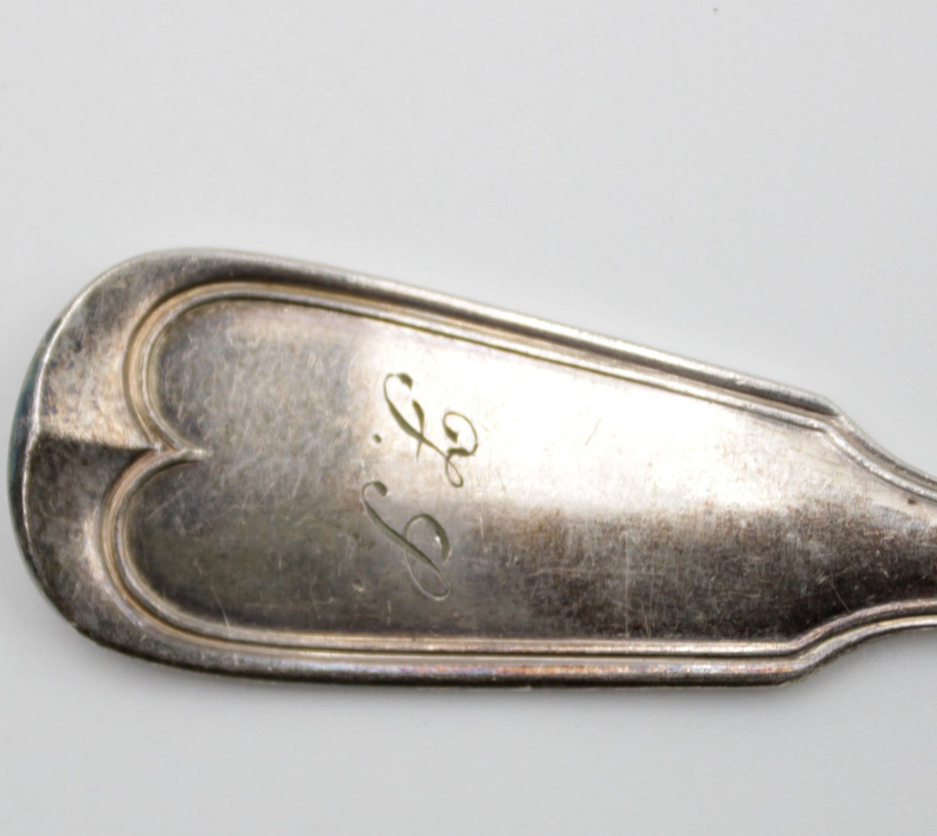 12x Jugendstil-Fischmesser, Krupp Berndorf, monogrammiert, L-21cm. - Bild 4 aus 6