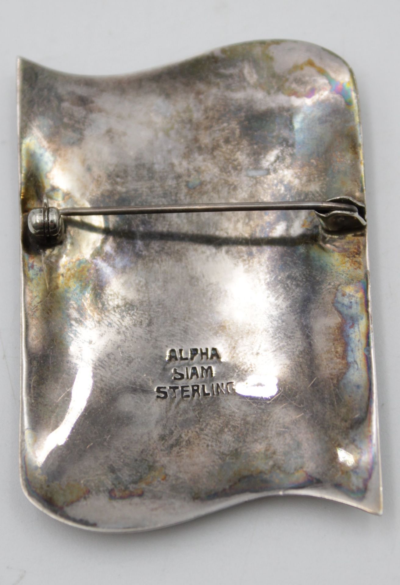 Eine Große Brosche Siam Silber 925 , H-5,5cm B-4cm , - Bild 2 aus 3