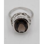 925er Silber-Ring, facc. brauner Stein, ca. 6,5gr.m, RG 59