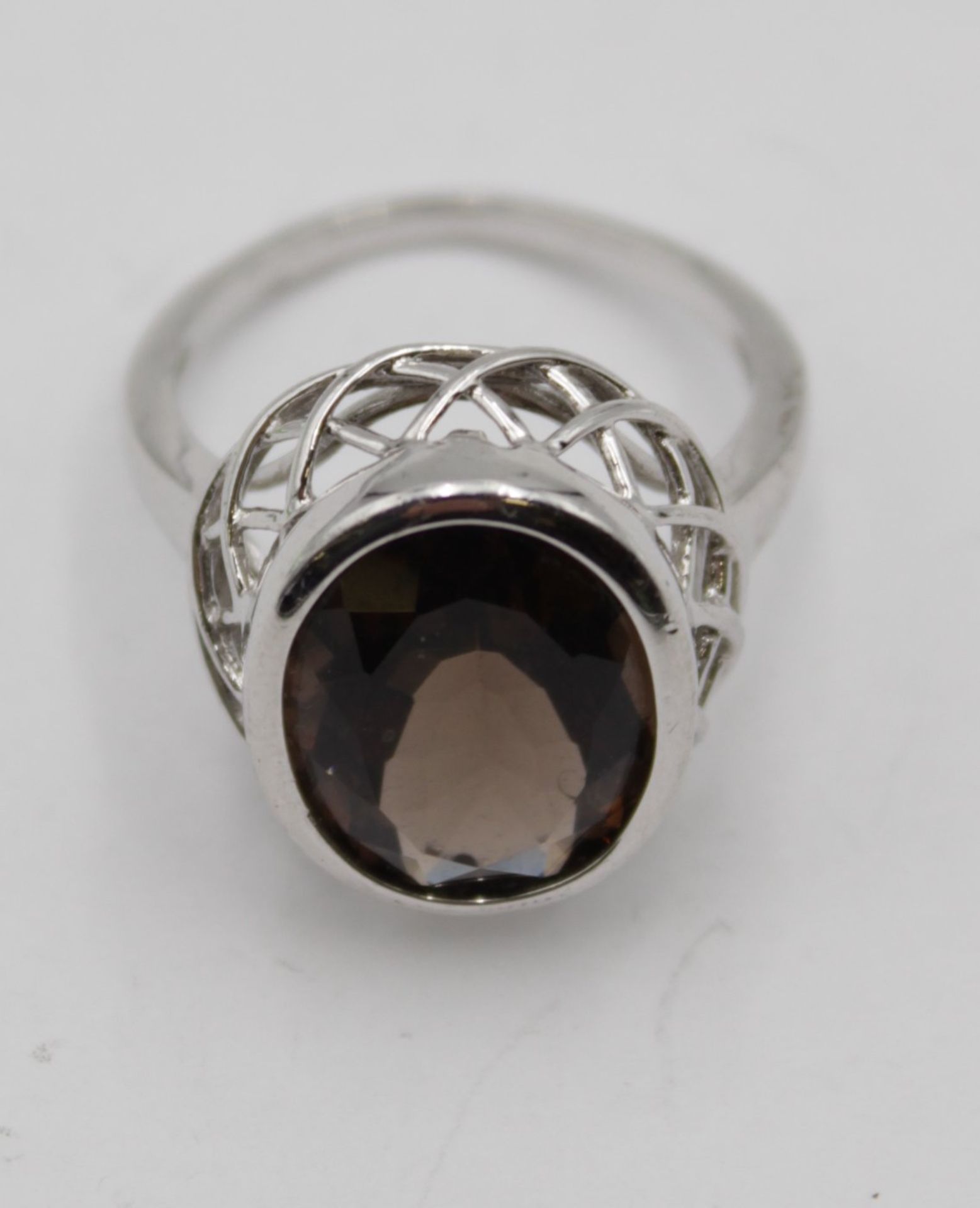 925er Silber-Ring, facc. brauner Stein, ca. 6,5gr.m, RG 59