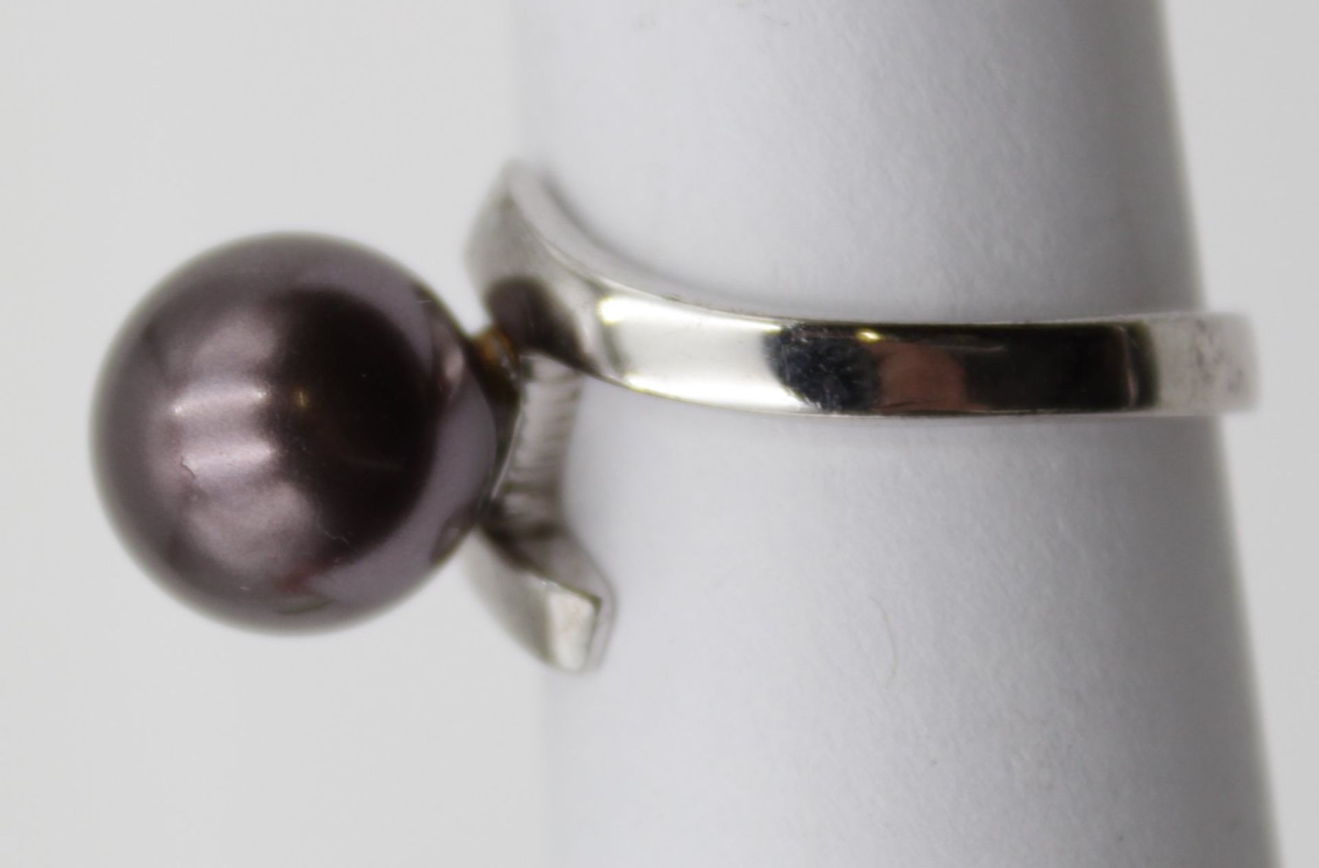925er Silber-Ring mit Perle, 4,4gr., RG 56 - Bild 3 aus 4