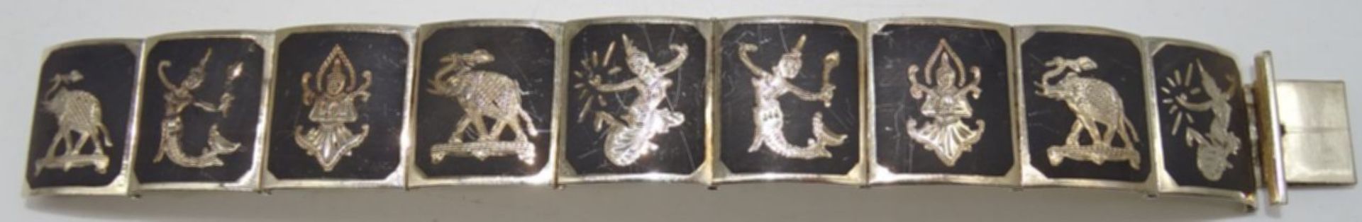 Silberarmband, Sterling-925-, Siam, Handarbeit, L-16 cm, B-2 cm, 29 gramm