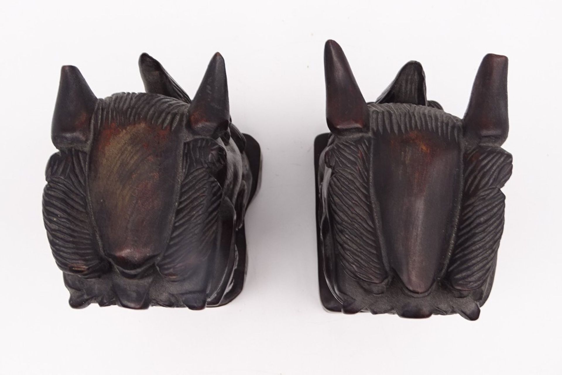 2 Fu-Hunde/ Wächterlöwen aus Holz geschnitzt, ca. 18 x 11 x 7,5 cm, leicht reinigungsbedürftig - Bild 5 aus 5