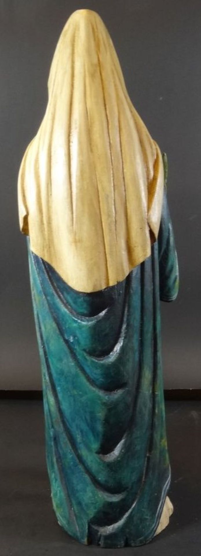 Heiligen-Statue, farbig gefasst, Altersspuren, H-50 cm - Bild 5 aus 7