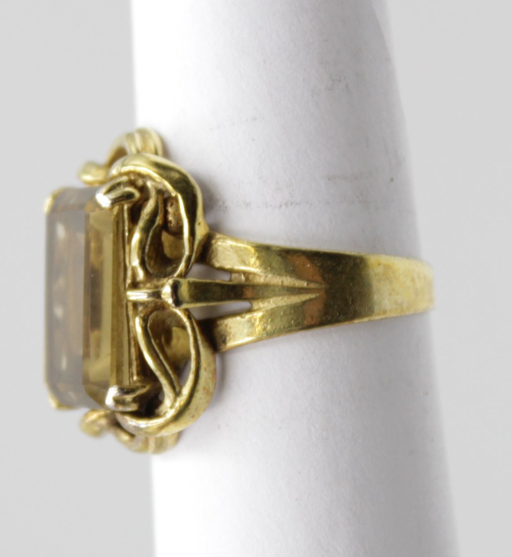 835er Silber-Ring vergoldet, facc. wohl Citrin, RG 55, ca. 6gr. - Bild 2 aus 4