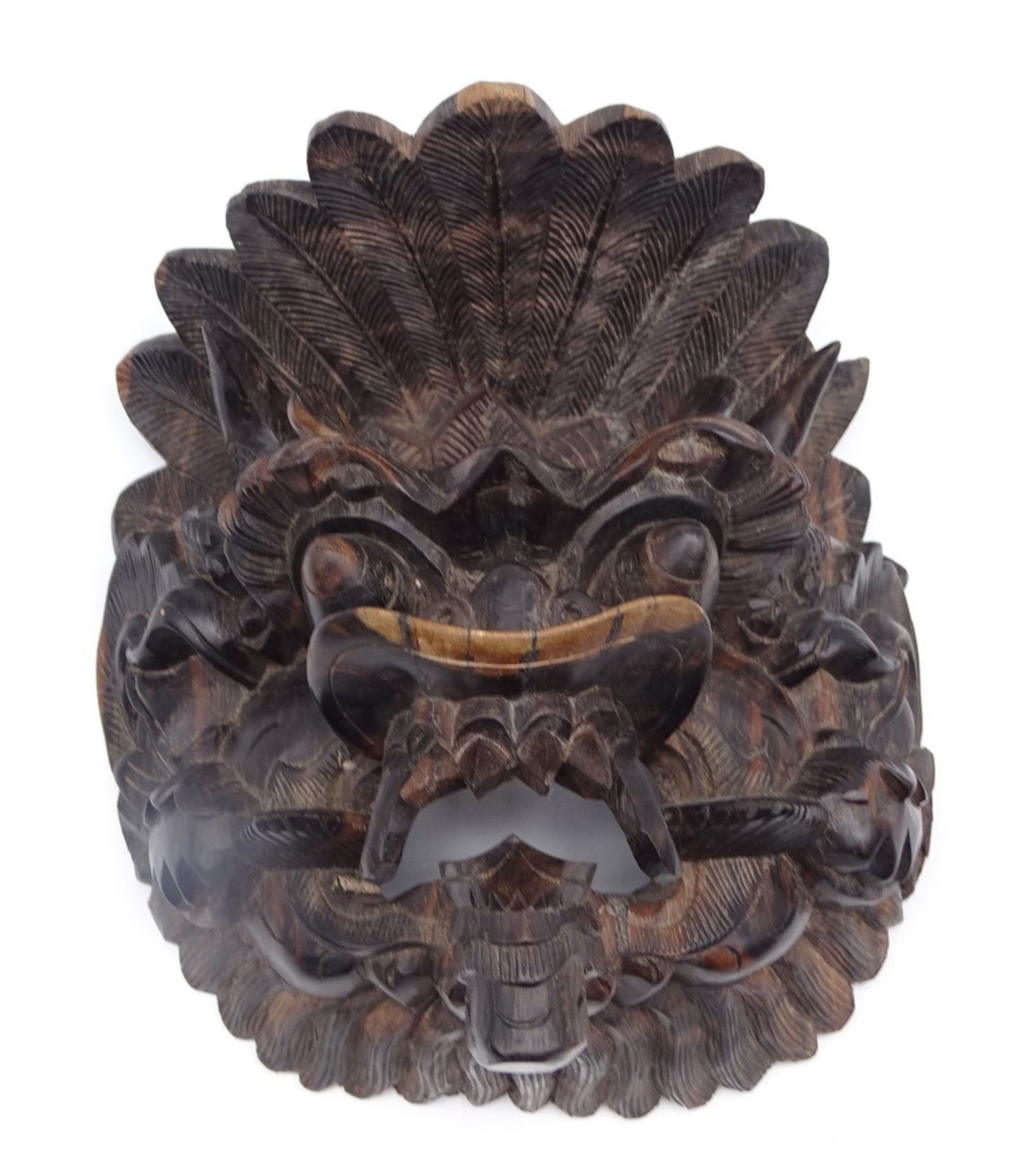 Barong-Maske aus Holz, Bali, ca. 17 x 10 x 16 cm, leichte Altersspuren, reinigungsbedürftig - Bild 3 aus 8