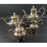 4 tg. Kaffee-Teeset, versilbert, Queen Ann Dekor, H-22 cm