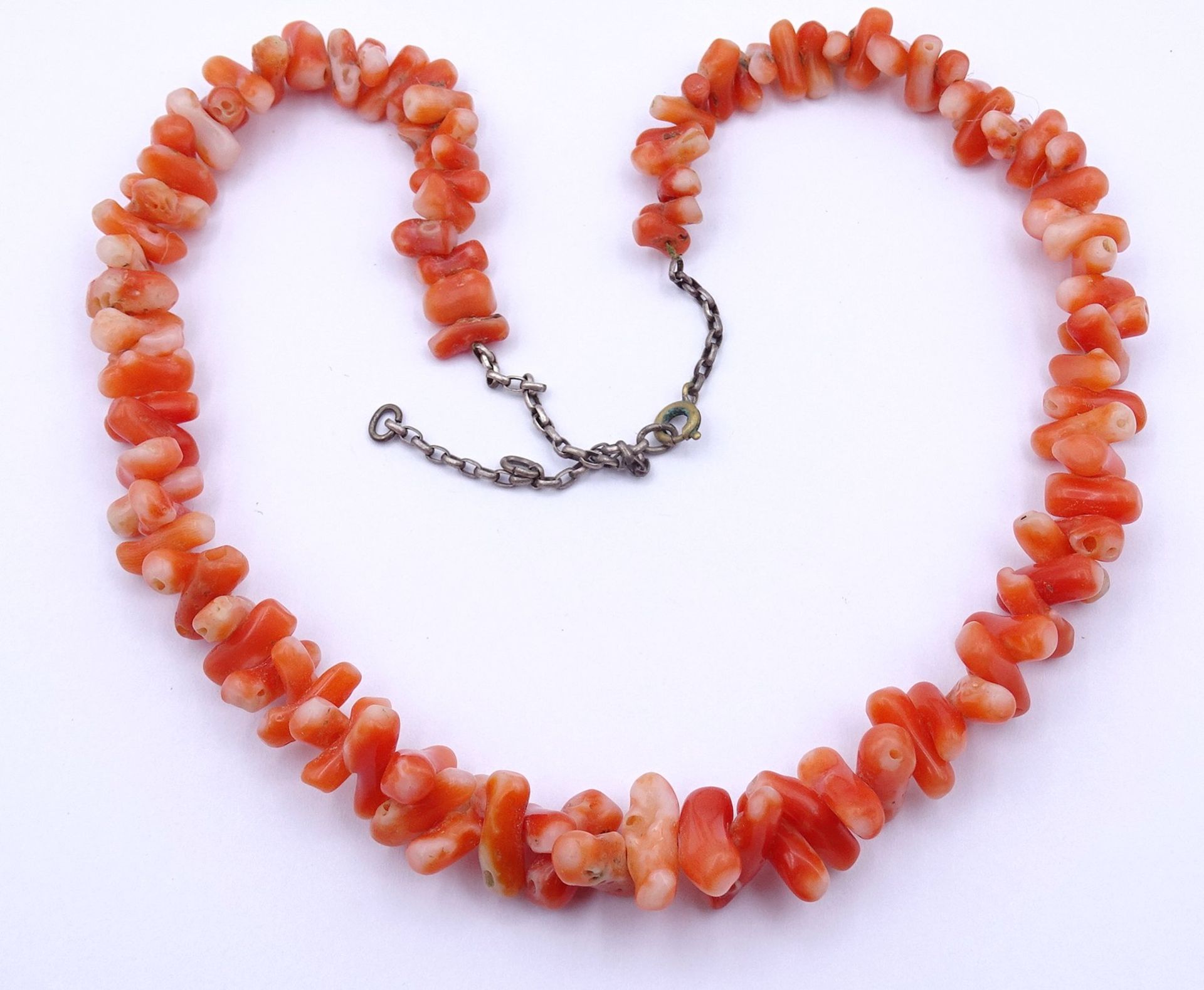 Korallen Halskette, L. 42 - 50cm, Federring nicht orig. - Bild 2 aus 5