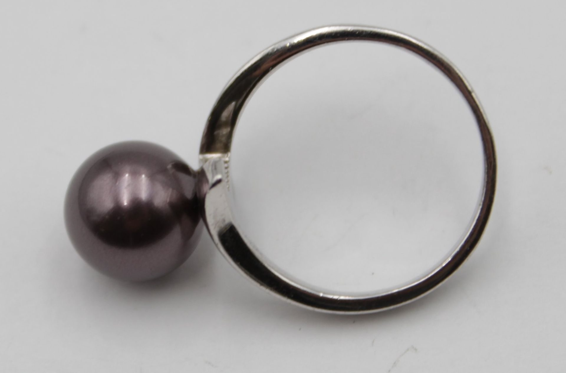 925er Silber-Ring mit Perle, 4,4gr., RG 56