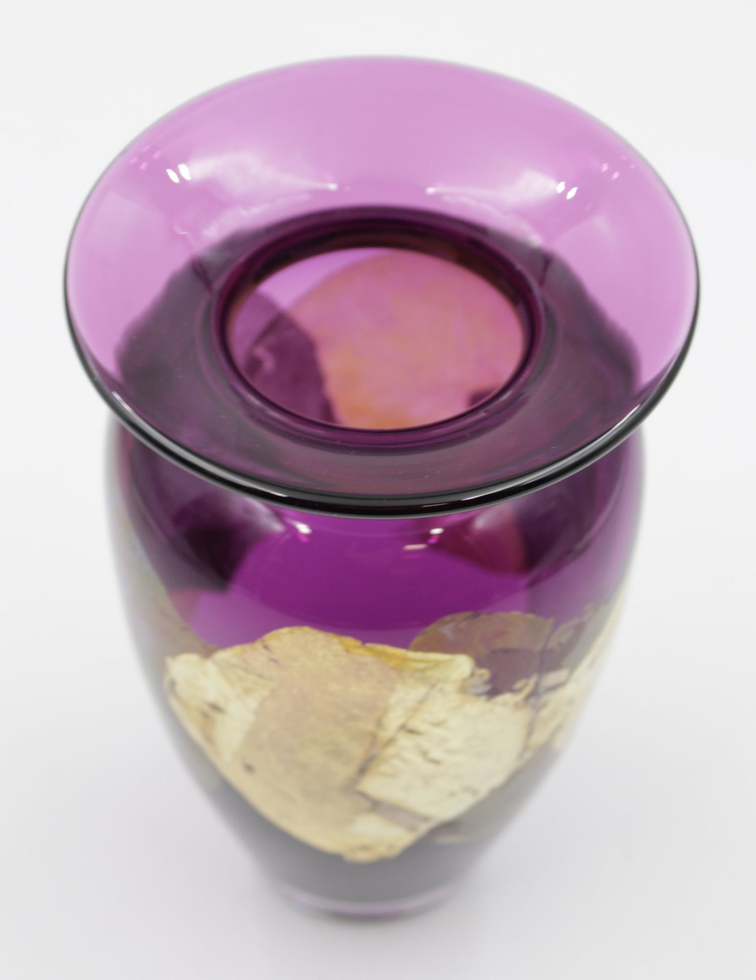 Kunstglas-Vase, Golddekor, Thames Glass USA, H-19cm. - Bild 2 aus 3