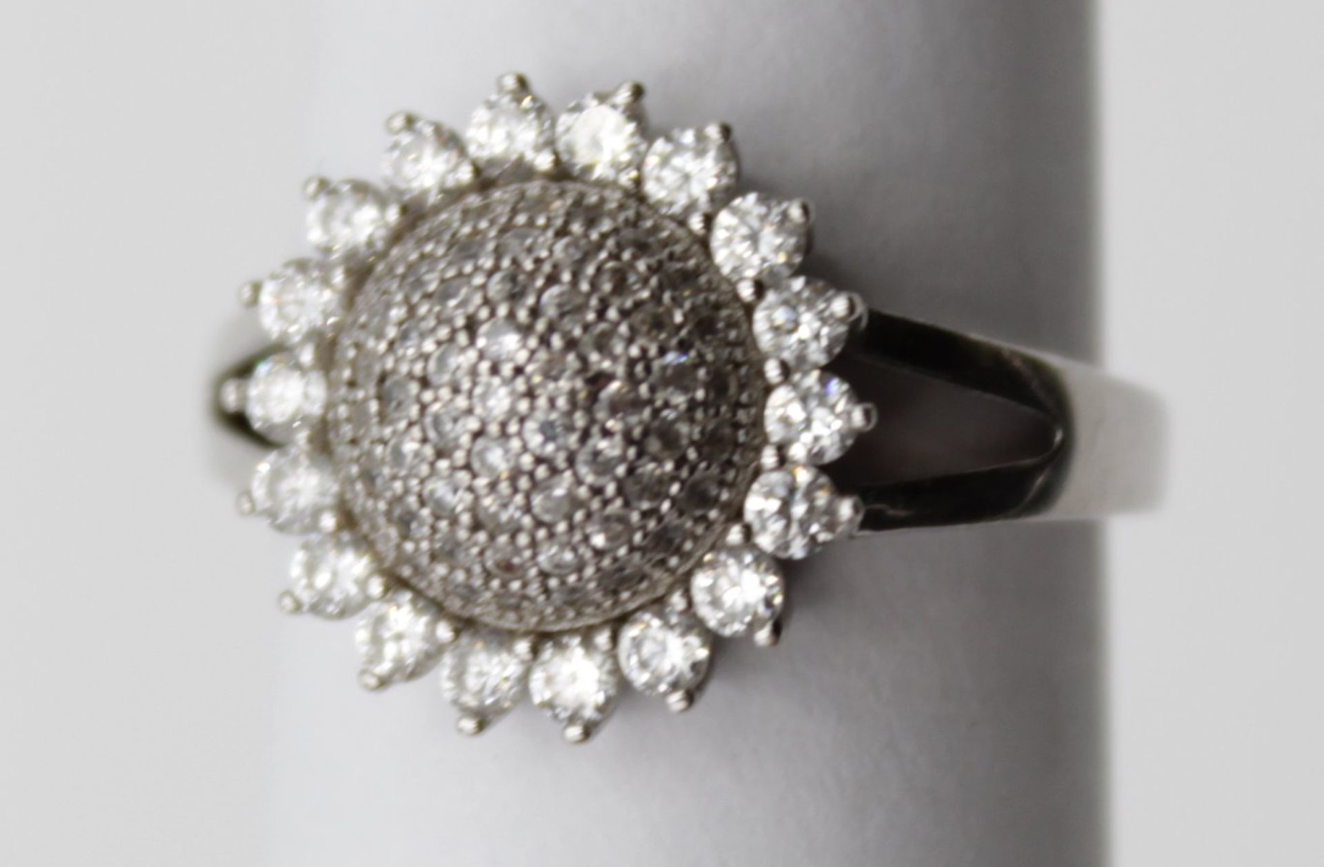925er Silber-Ring besetzt mit klaren Steinen, 3,5gr., RG 56 - Bild 2 aus 4