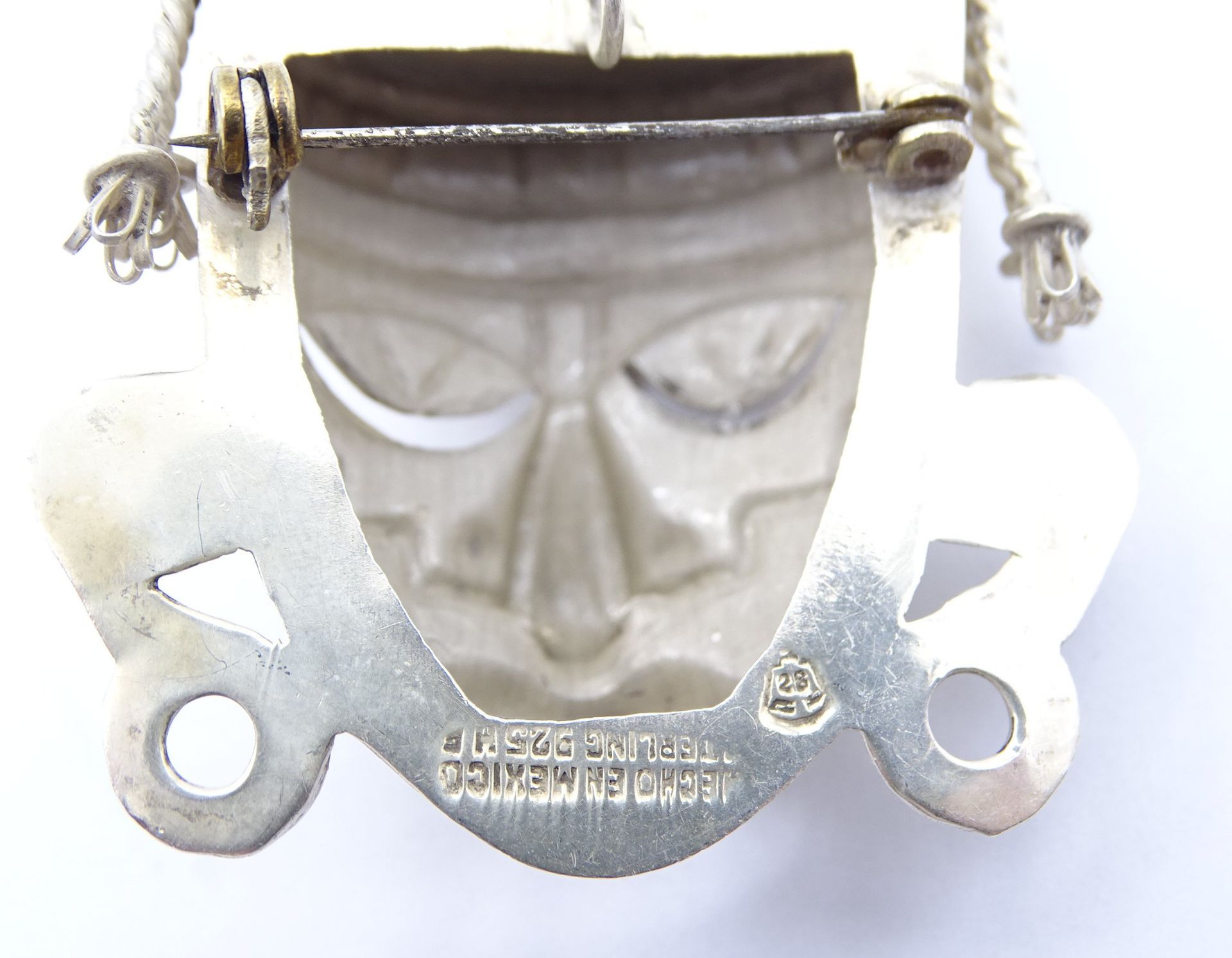 Brosche/ Anhänger in Form einer Brosche, Mexiko, 925er-Silber, 4,5 x 4 x 2 cm, 11 gr., mit Alters-  - Bild 6 aus 6