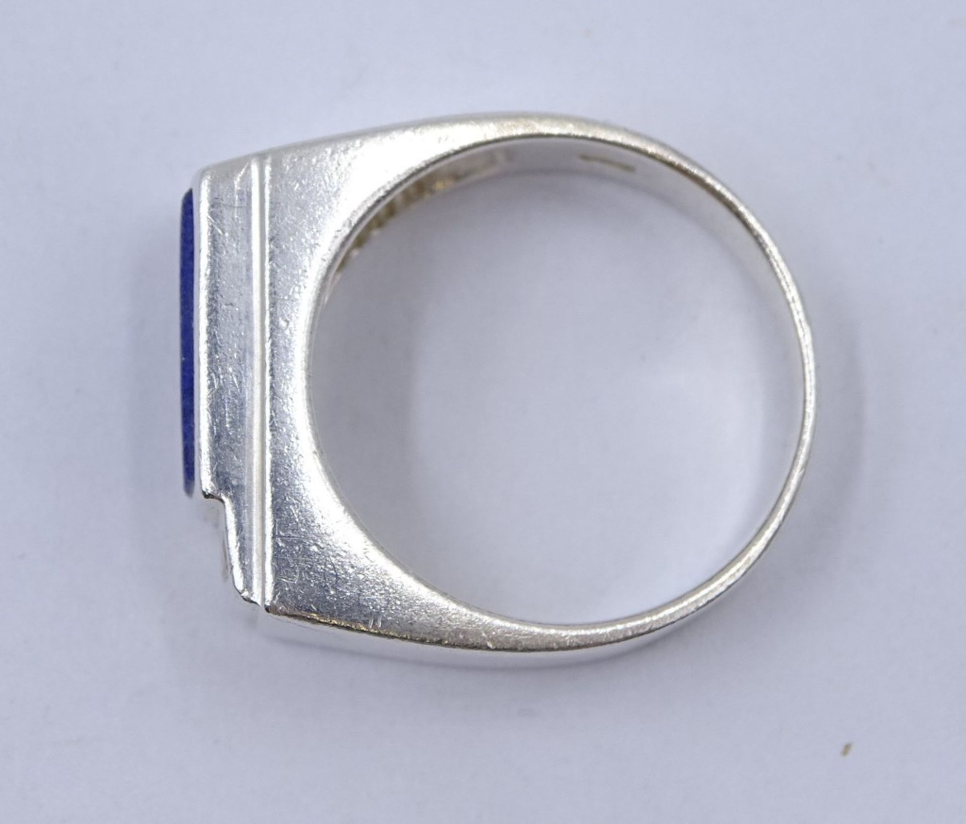 Silberring, 925/000, mit blauem und 3 klaren fac. Steinen, Kopf: 1 x 2 cm, RG 64, 8,38 gr., mit Tra - Bild 7 aus 7