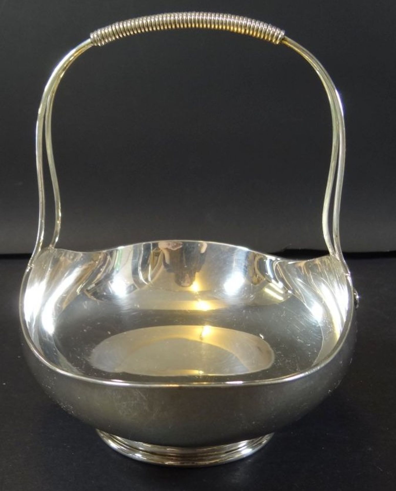 Silber-800- Henkelschale, Italien, H-17 cm, 19x13 cm, 280 gr. - Bild 4 aus 8