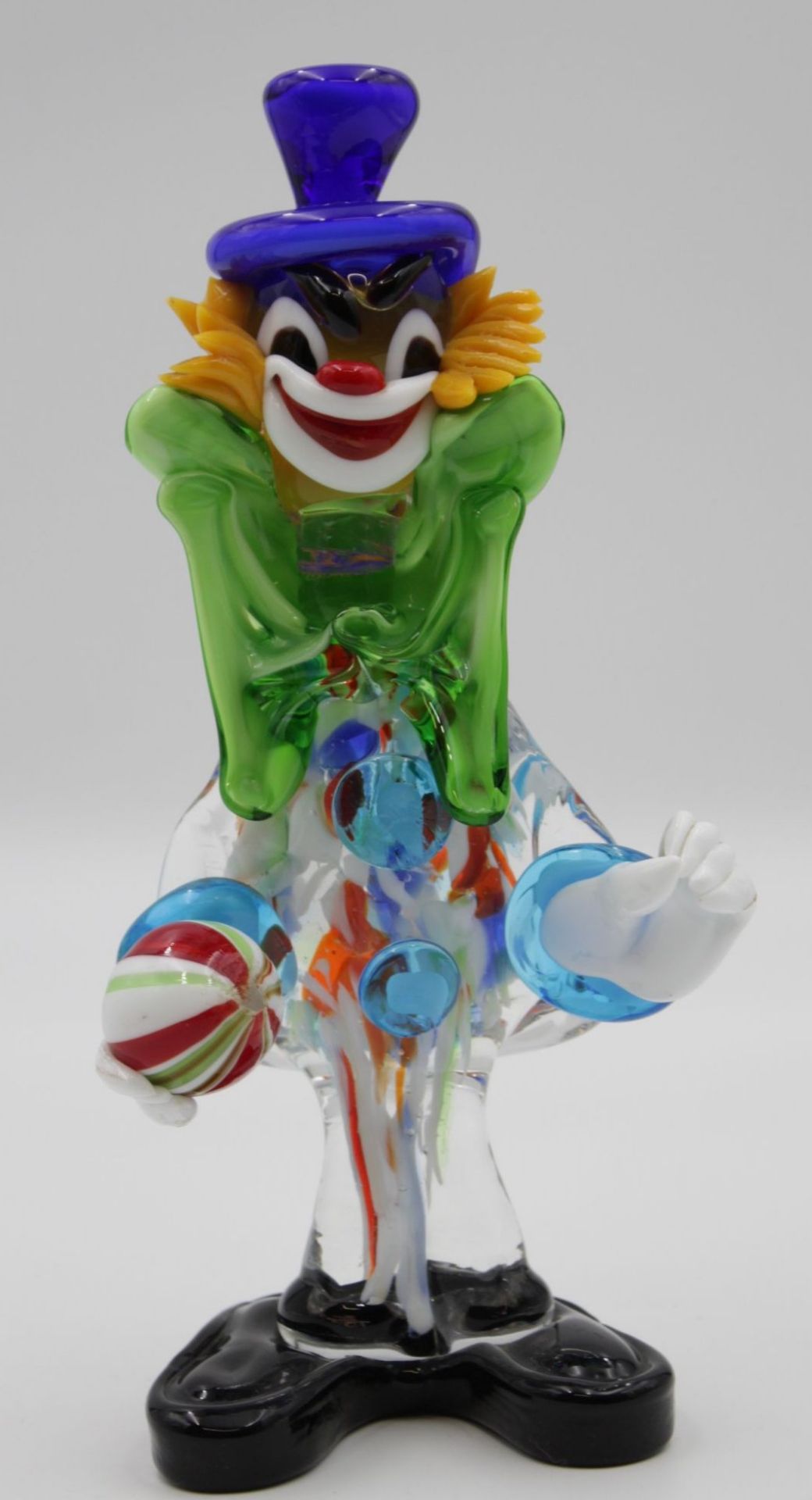 Clown von Murano , Kunstglas , linke Hand bestoßen , Haare minimal beschädigt .