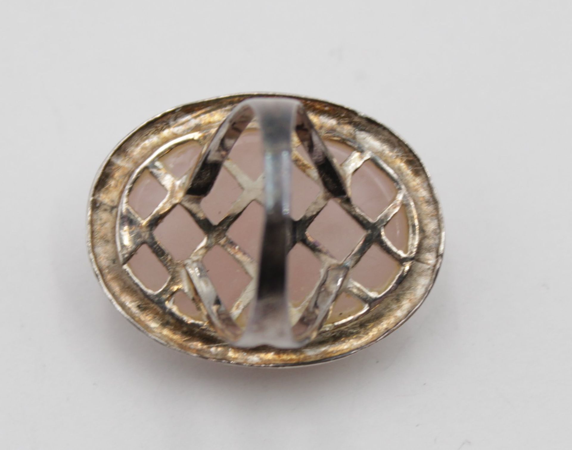 925er Silber-Ring mit gr. Rosenquarz, 12,4gr., RG 59 - Bild 4 aus 5